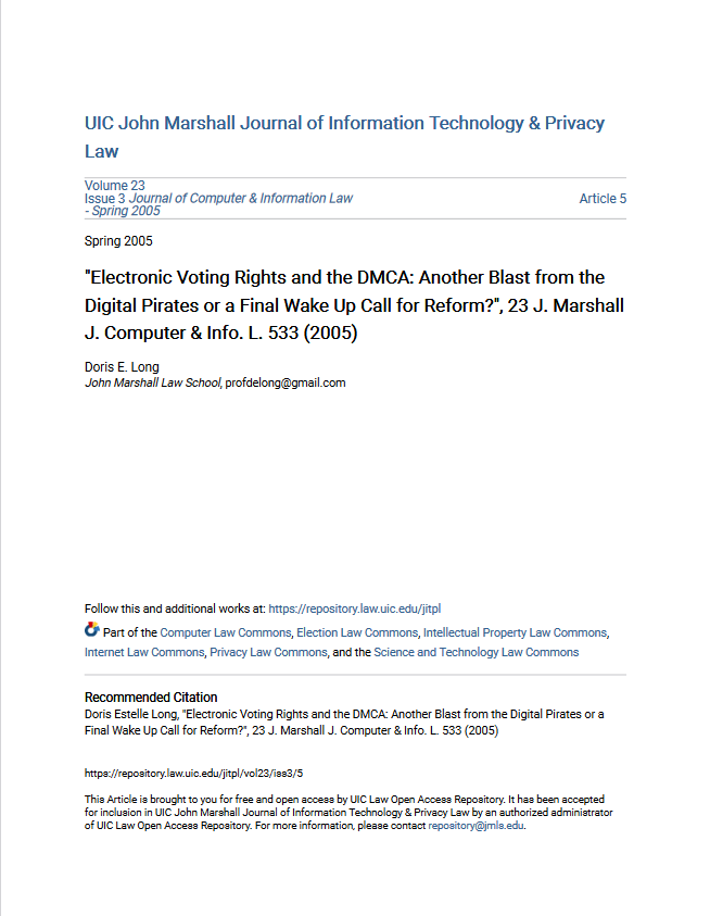 Electronic Voting Rights and the DMCA